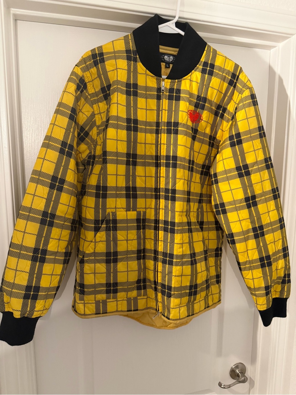 Wu Wear Wu-Tang Clan Yellow Plaid Quilted Bomber Jacket Sz L